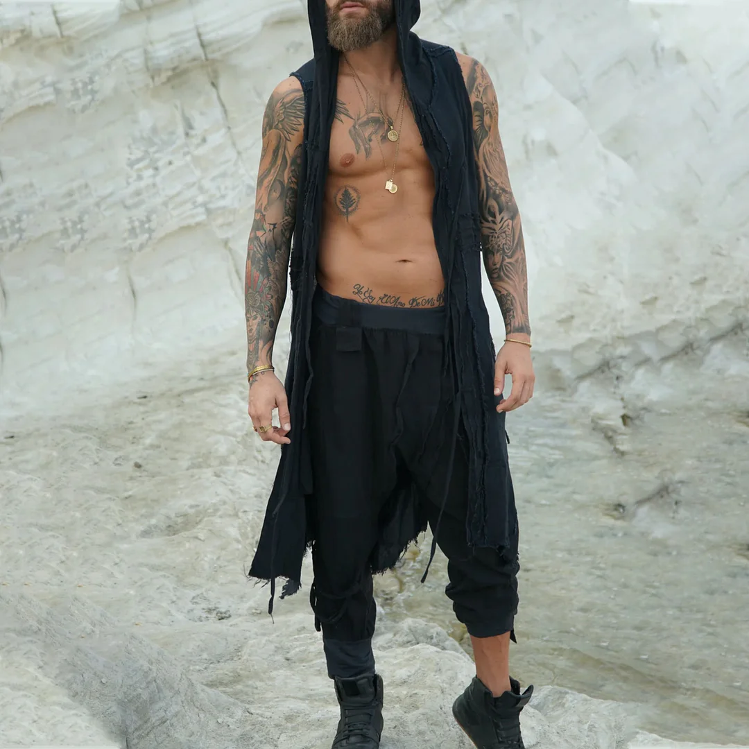 Sleeveless Hooded Kimono-inspireuse