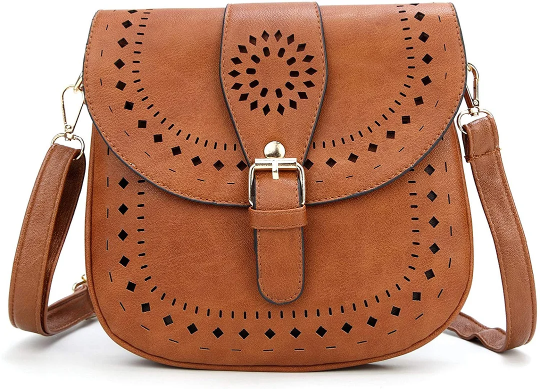 Ladie's PU Leather Vintage Hollow Bag Crossbody Bag Shoulder Bag