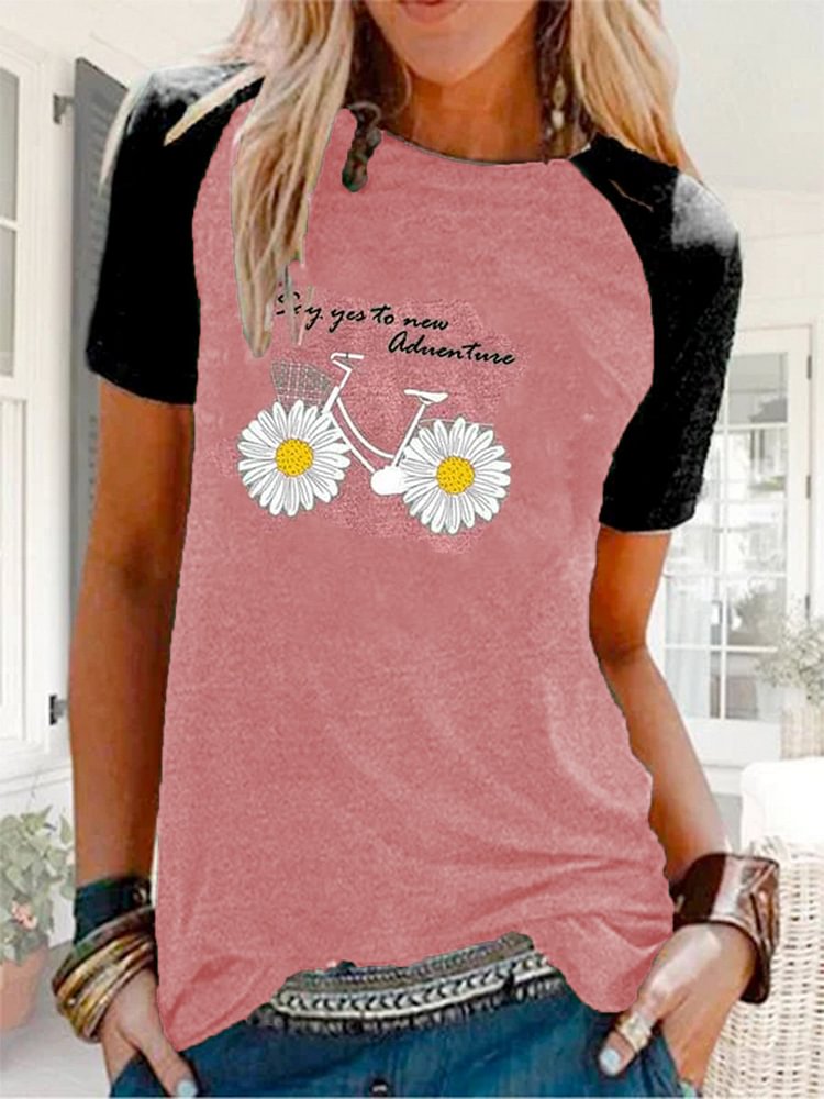 Bestdealfriday Casual Short Sleeve Stitching Printed T-Shirt 8729568