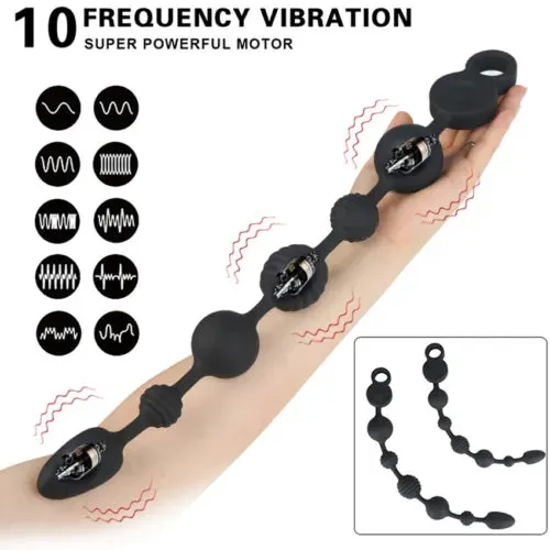 pornhint Pornhint Waterproof 10 Vibration Anal Beads Butt Plug Vaginal Vibrator Prostate Massager