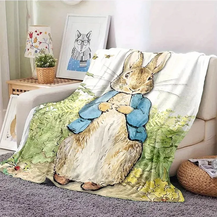 Comstylish Fun Cartoon Fairy Tale Peter Rabbit Printed Anti-pilling Flannel Blanket