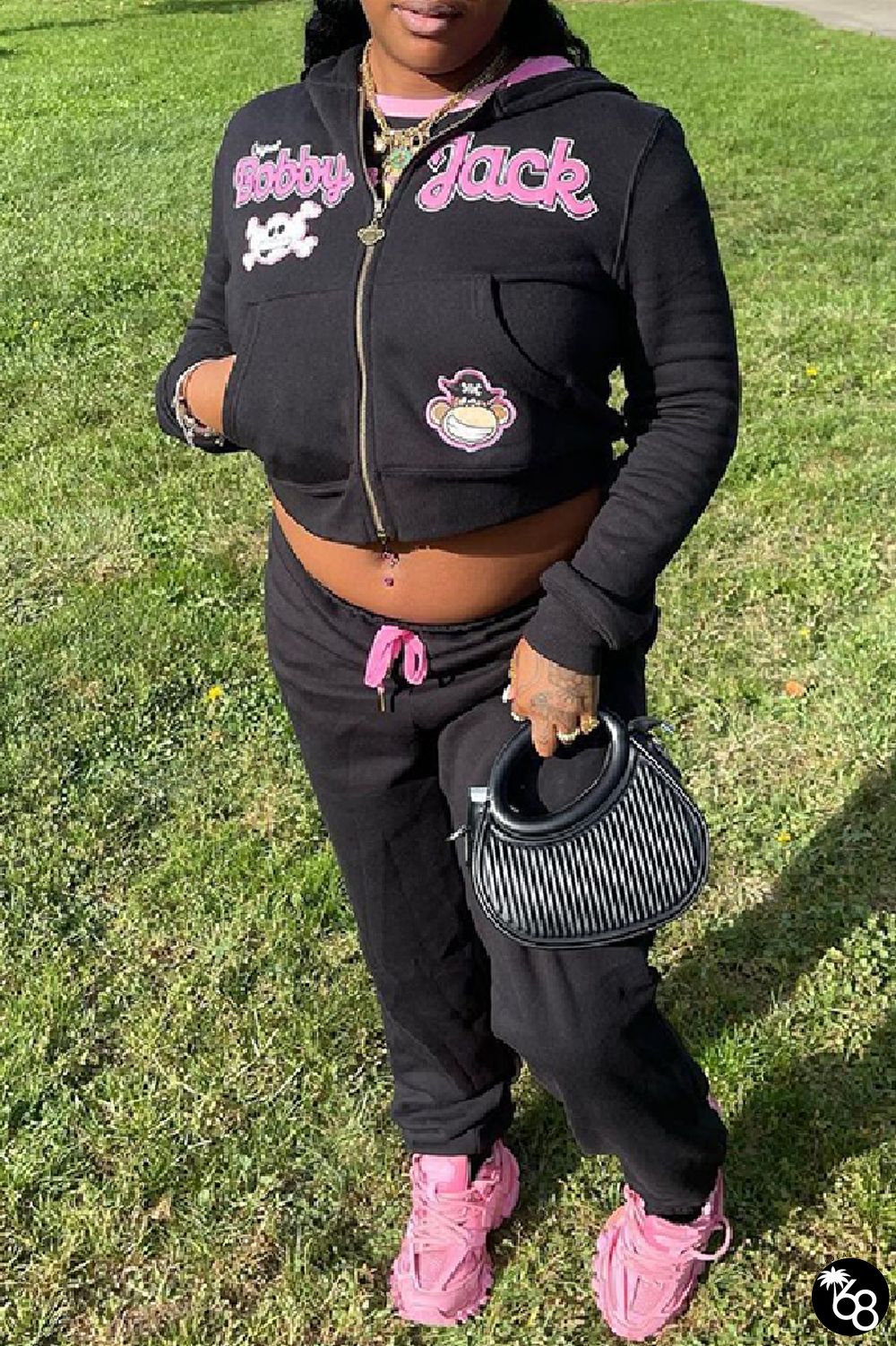 Casual Embroidery Patchwork Zipper Hooded Collar Long Sleeve Two Pieces | 168DEAL