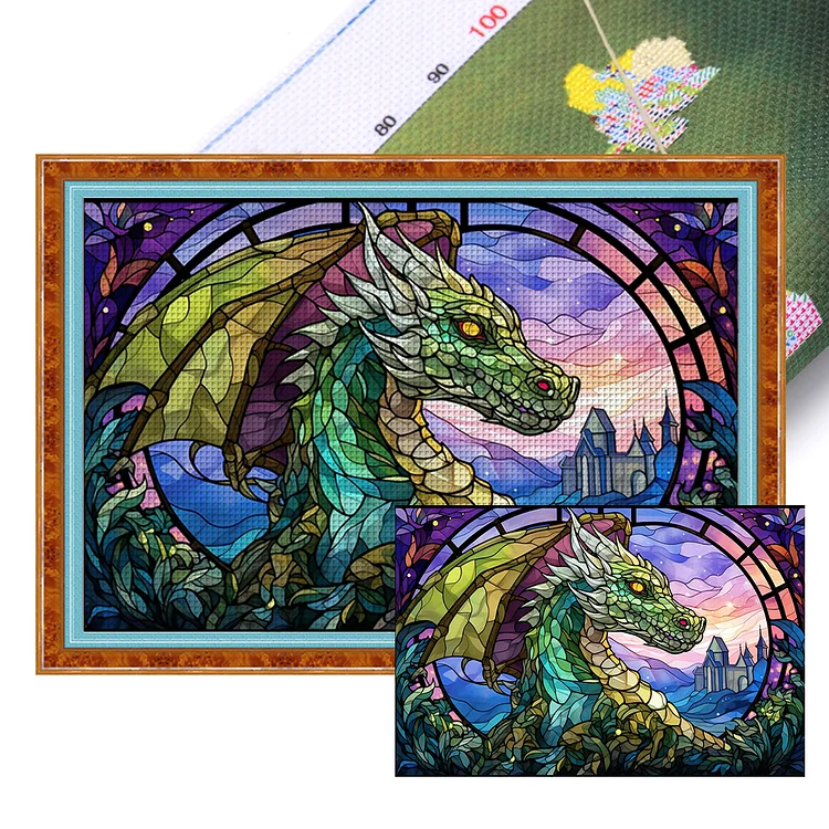 『YiShu』Stain Glass Dragon  - 11CT Stamped Cross Stitch(60*40cm)