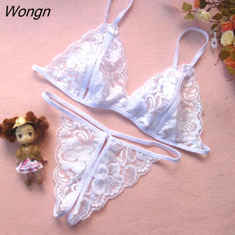 Wongn Lace Lingerie Set Sensual Women Hollow Out Transparent Women