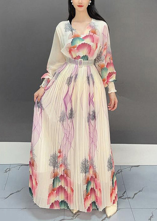 Italian Apricot O-Neck Chiffon Holiday Dresses Sleeveless