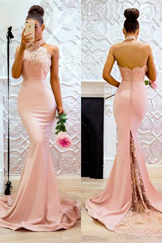 Miabel High Neck Lace Mermaid Prom Dress