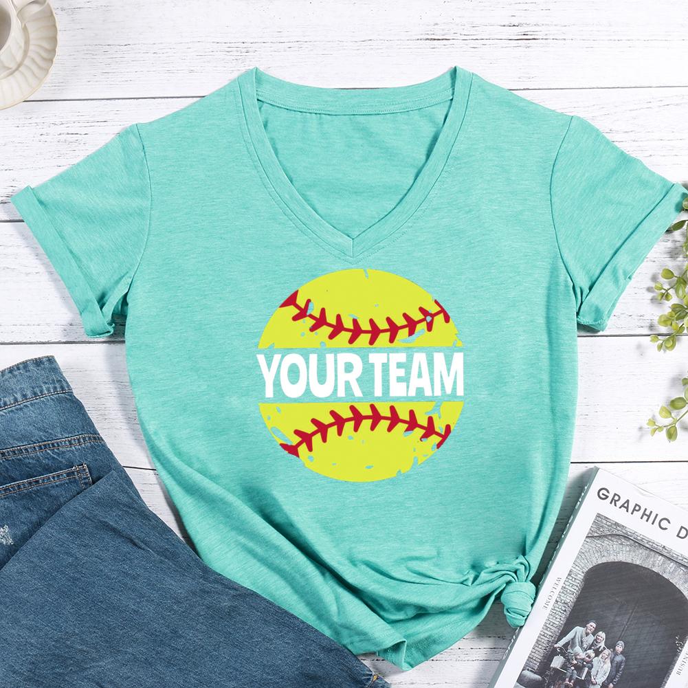 softball V-neck T Shirt-Guru-buzz
