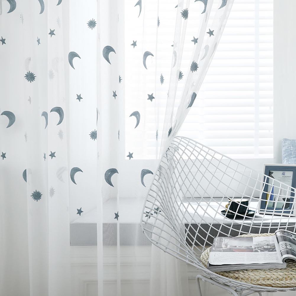 1x Moon Embroidery Windows Tulle Curtains Yarn Drapes (Blue 100 X 250cm, 501 Original
1x Moon Embroidery Windows Tulle Curtains Yarn Drapes (Blue 100 X 250cm, 501 Original