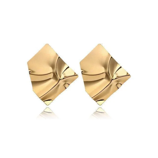 New simple irregular block metal texture sequins fashion earrings