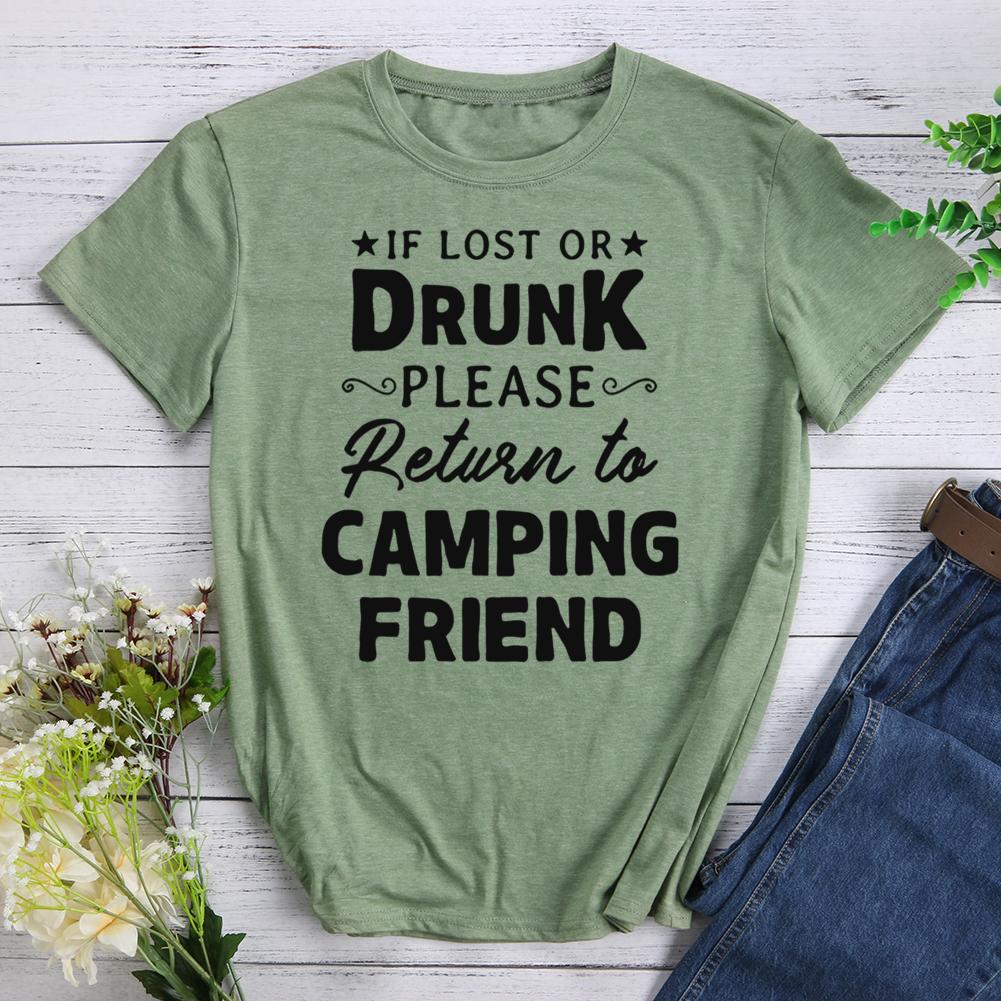if lost drunk please return to camping friend Round Neck T-shirt-0022507-Guru-buzz