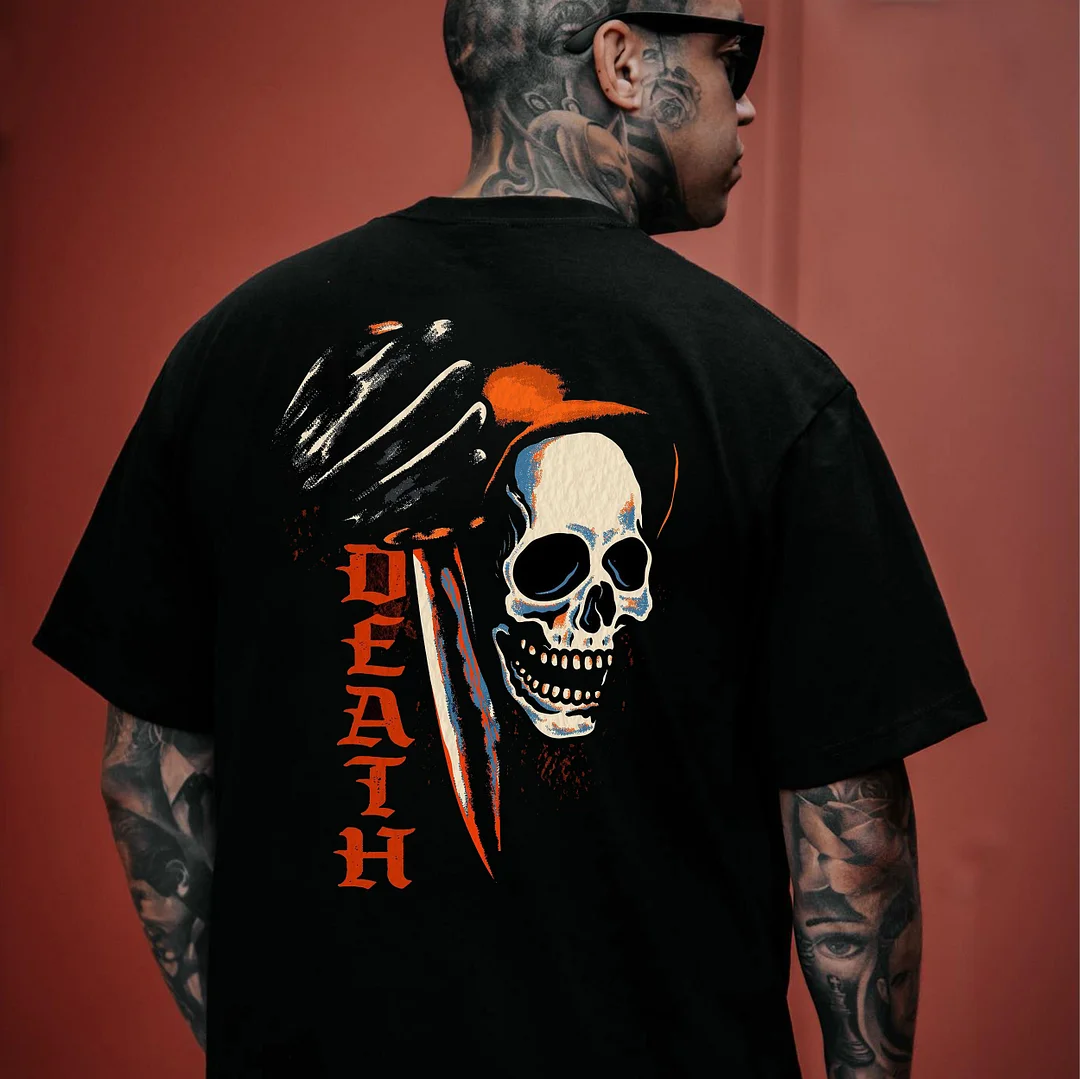 DEATH Skull Black Print T-Shirt