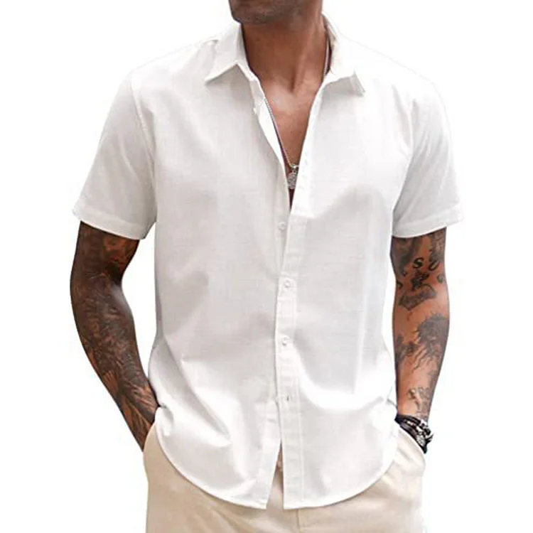 BrosWear Men's Plain Casual Short Sleeve  Shirt