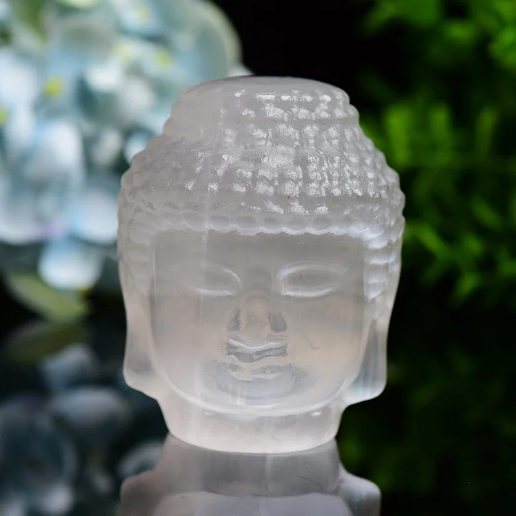 3.3" Selenite Carving Buddha Head Free Form
