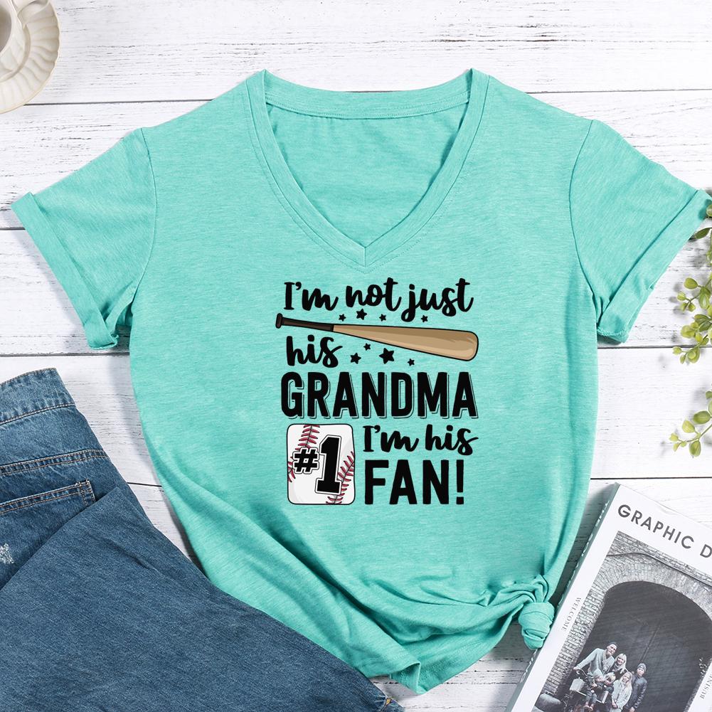 I'm not just his grandma I'm his #1 fan V-neck T Shirt-Guru-buzz