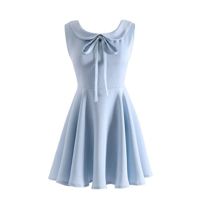 Baby Blue Bow Laced Sleeveless Dress SP179844