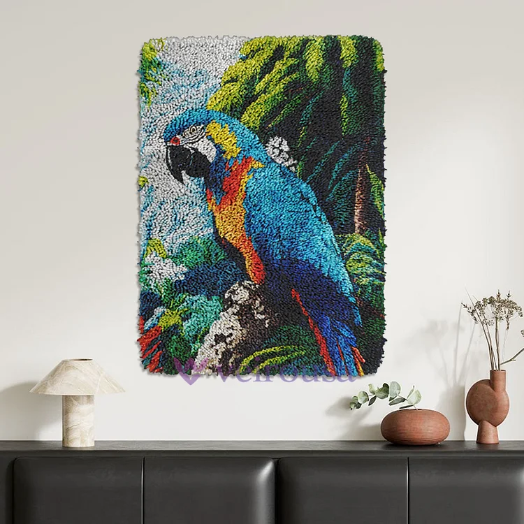 Handsome Parrot Latch Hook Rug Kit for Adult, Beginner and Kid veirousa