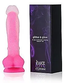pornhint Pornhint Glitter & Glow Glow-In-The-Dark Waterproof Pink Vibrator 8 Inch - Hott Love Extreme