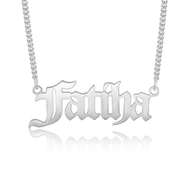 Men Custom Name Necklace Personalized Old English Name Chain 14K Gold Pated