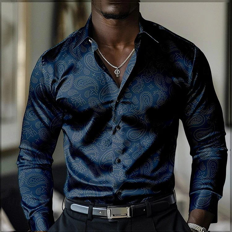 Men's Luxury Paisley Pattern Button Shirt