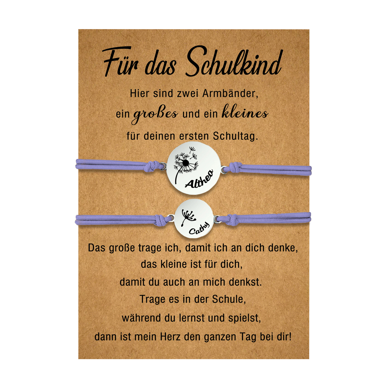 Mutter Tochter Armband Set - Schulanfang Geschenk Mit Schlüsselanhänger & Karte