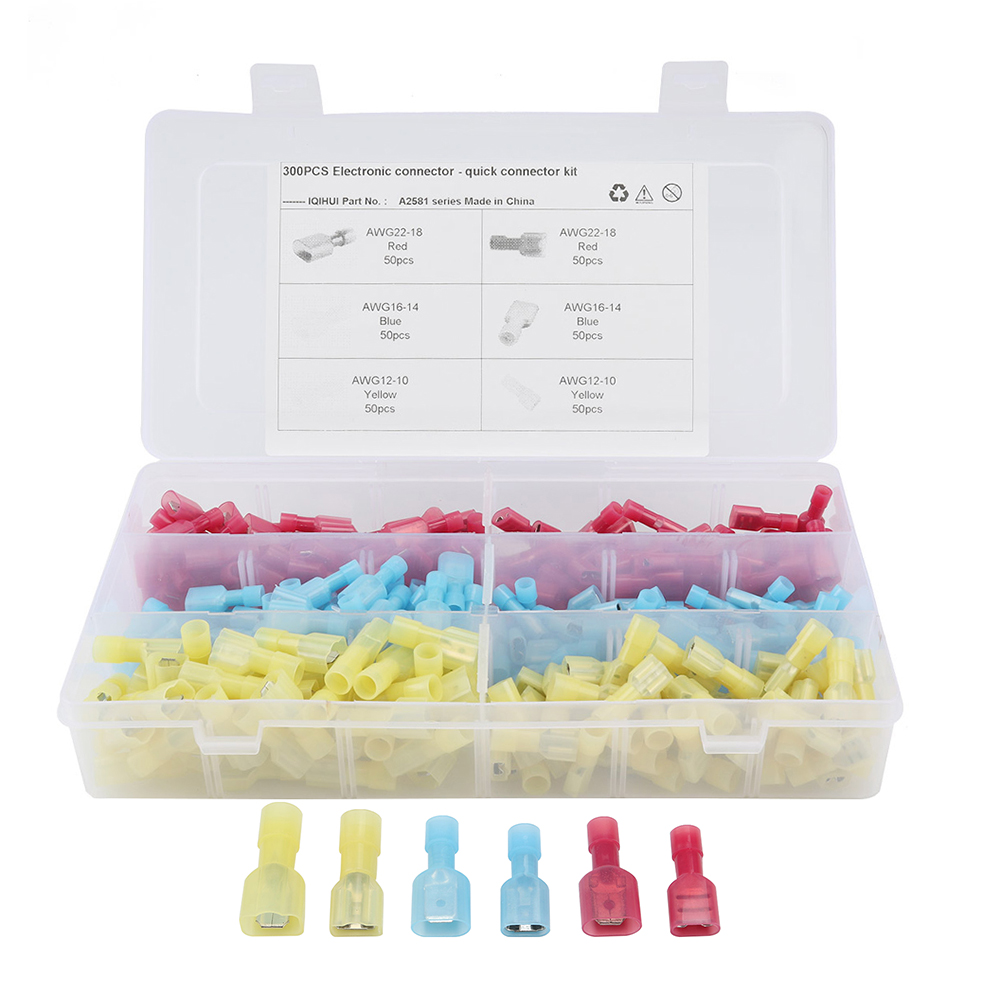 300pcs Assorted Quick Slide Connectors Wire Terminals + Push On Connectors, 501 Original
300pcs Assorted Quick Slide Connectors Wire Terminals + Push On Connectors, 501 Original