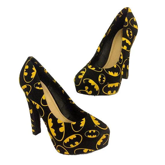 Black Floral-Print Comfortable Low-Cut Heels Vdcoo
