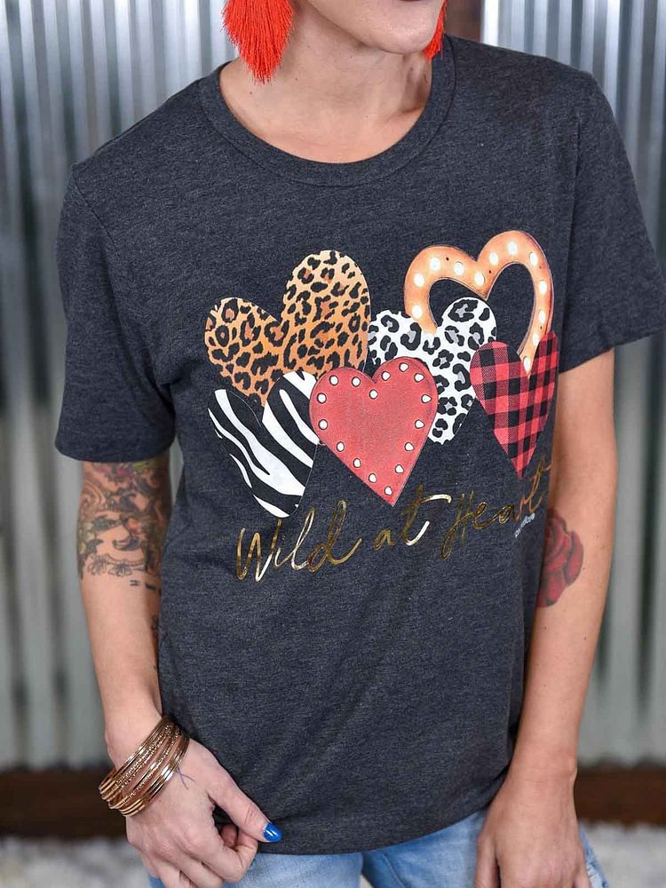 Bestdealfriday Black Crew Neck Casual Leopard Shirts Tops 9562935