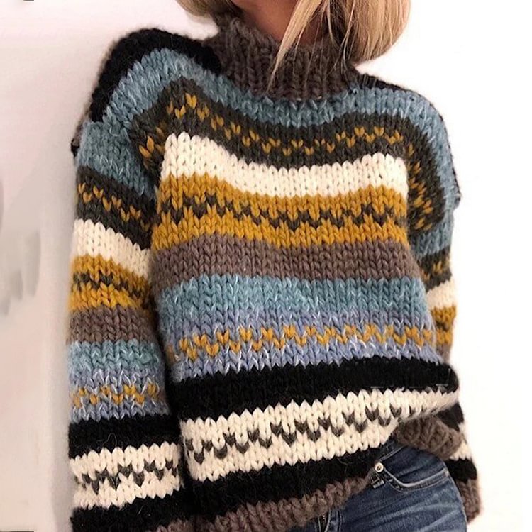 Vefave Vintage Icelandic Contrast Sweater