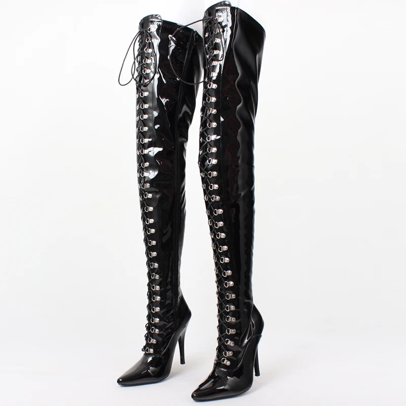 VCSHOES 4.72in High Height Boots Party Boots Pointed Toe Stiletto Heel Over-The-Knee Boots US Size 6-13 No.743-1
