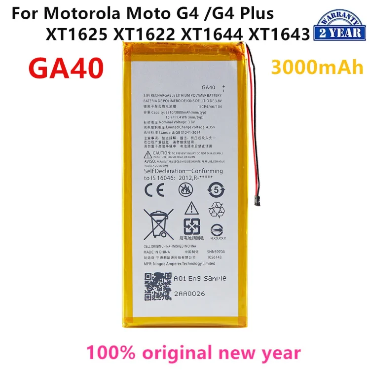 100% Original GA40 3000mAh Battery For Motorola Moto G4 /G4 Plus XT1625 XT1622 XT1644 XT1643 Mobile phone Batteries