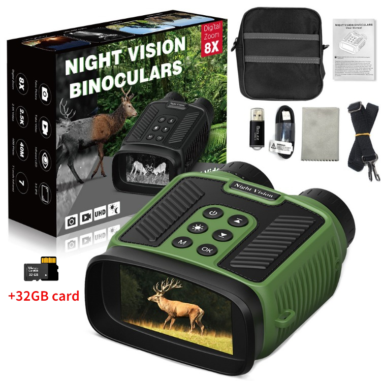 BekinTek Night Vision Binoculars 5000mAh Rechargeable Telescope NVG Infrared Goggles Full Dark Observing Scope 7x IR Adjustment 8x Digital Zoom 2.5K Video Playback 40M Photo 3 Inches Large HD Screen with 32G TF Card for Camping Hiking Surveillance 12
