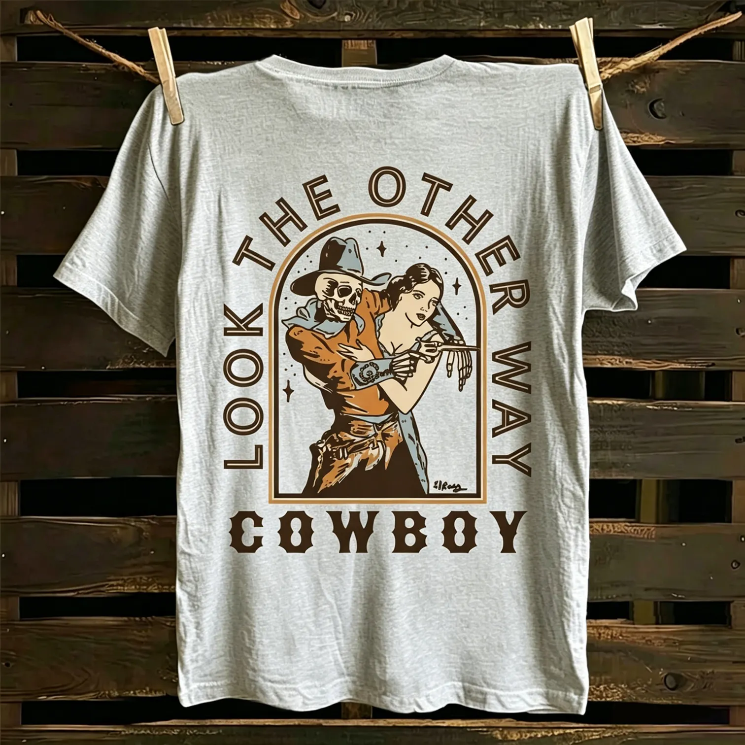 Western Look The Other Way Cowboy Graphic T-Shirt