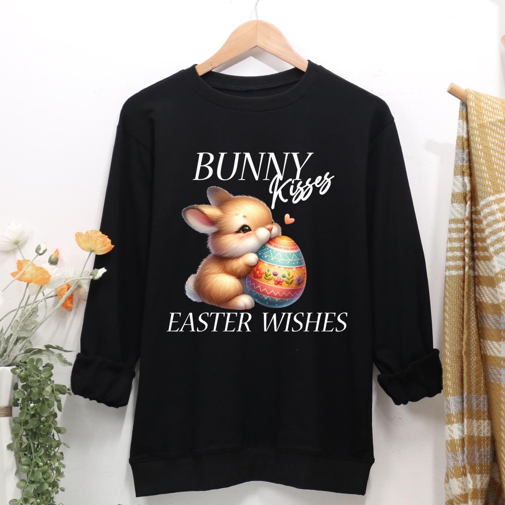Bunny Kisses Easter Wishes Women Casual Sweatshirt-0025353-Guru-buzz
