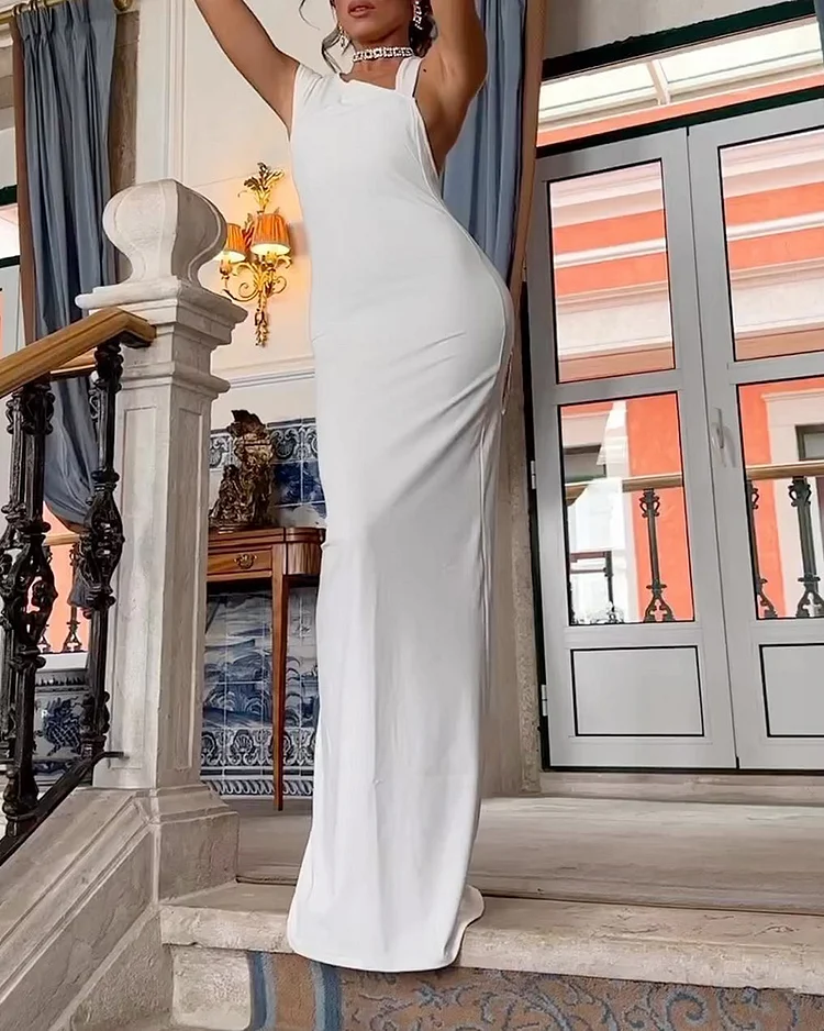Fashion Sexy Solid Color Dress