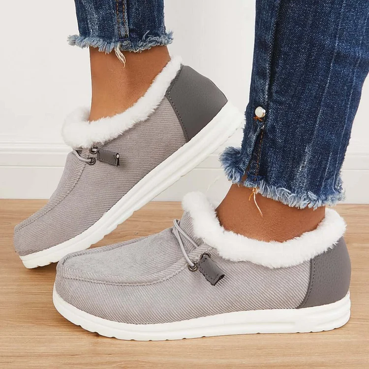 Flat Slip-On Bootie Warm Lining Ankle Snow Boots shopify Stunahome.com