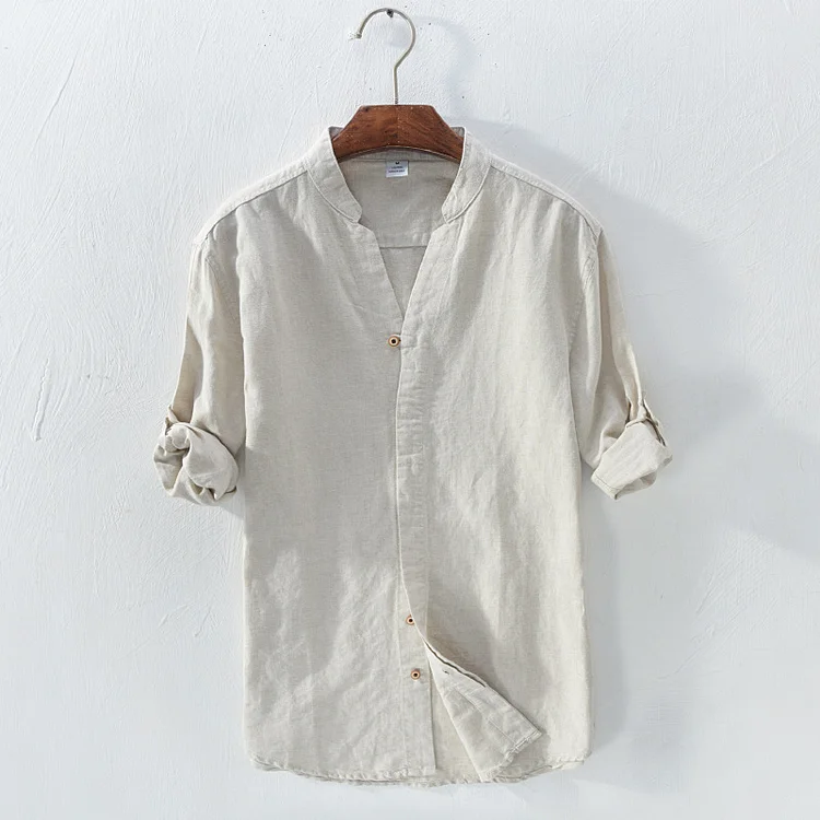 Men's Vintage Linen Stand Collar Loose Shirts