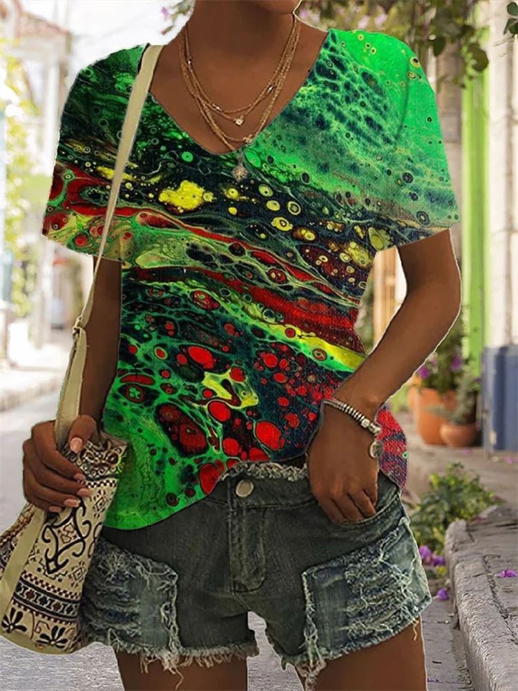 Black Pride Inspired Watercolor Art V Neck T Shirt