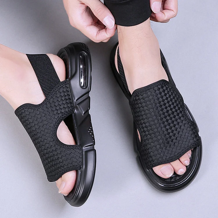 Crochet Cut Out Air Padded Flat Casual Sandals
