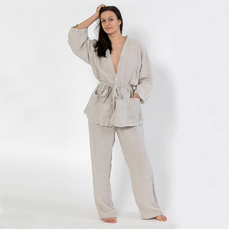 Casual Women's Linen Pajamas Set-ChouChouHome