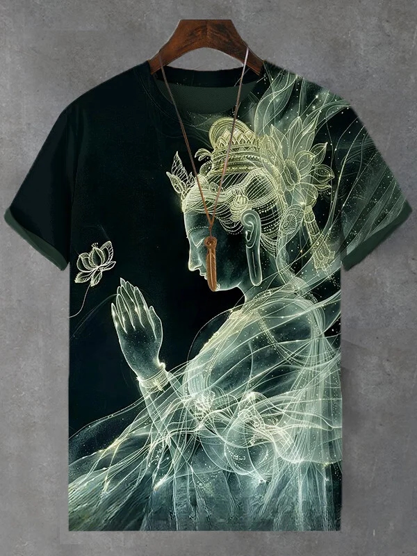 Men's Lotus Buddha Art Print T-Shirt