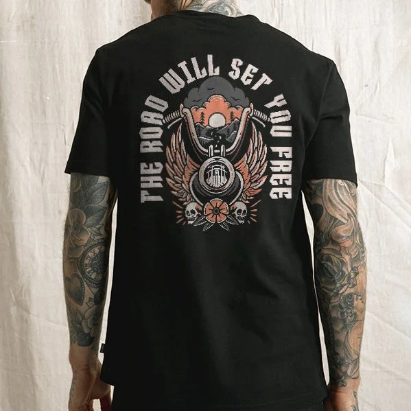 The Road Will Set Your Free Print Basic Men’S T-Shirt