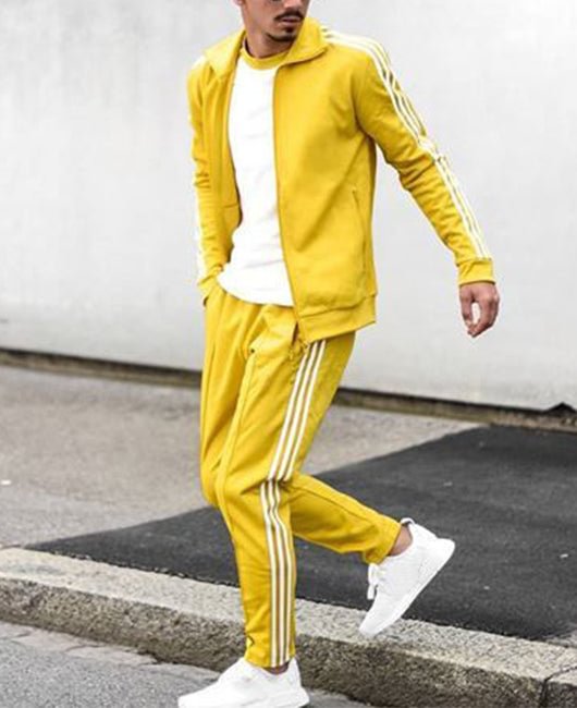 Sporty Pocket Decor Zipper Coat & Pant Suit