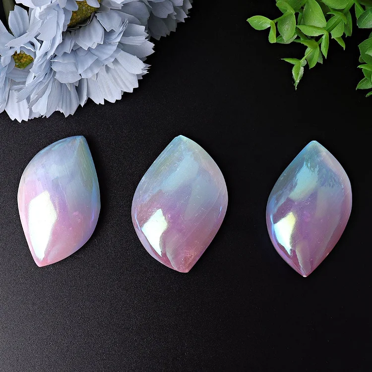2.6" Selenite Aura Angel Crystal Palm Stone Crystal