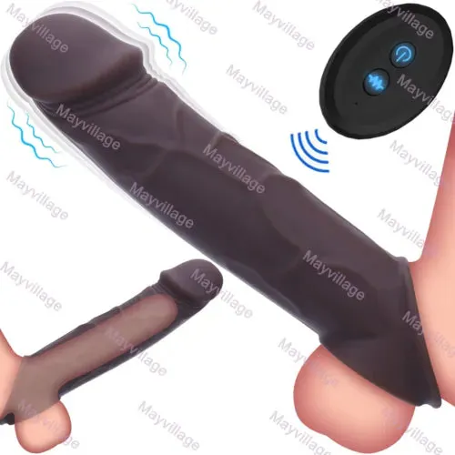 pornhint Pornhint Vibrating Penis Extender Sleeve Cock Ring Vibrator Extension For Men Couple Toys
