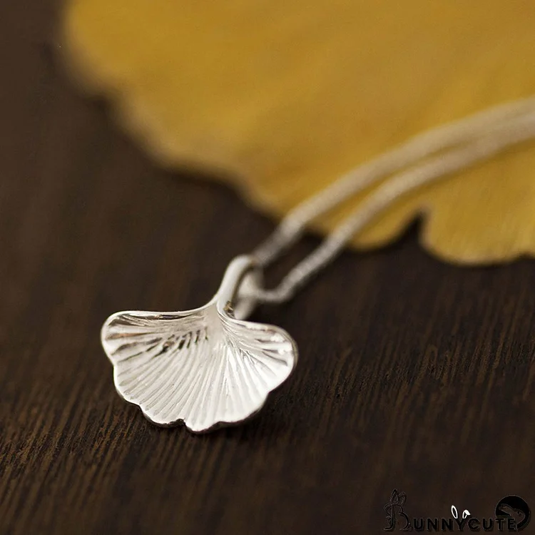 Ginkgo Leaf Pendant 925 Sterling Silver Necklace