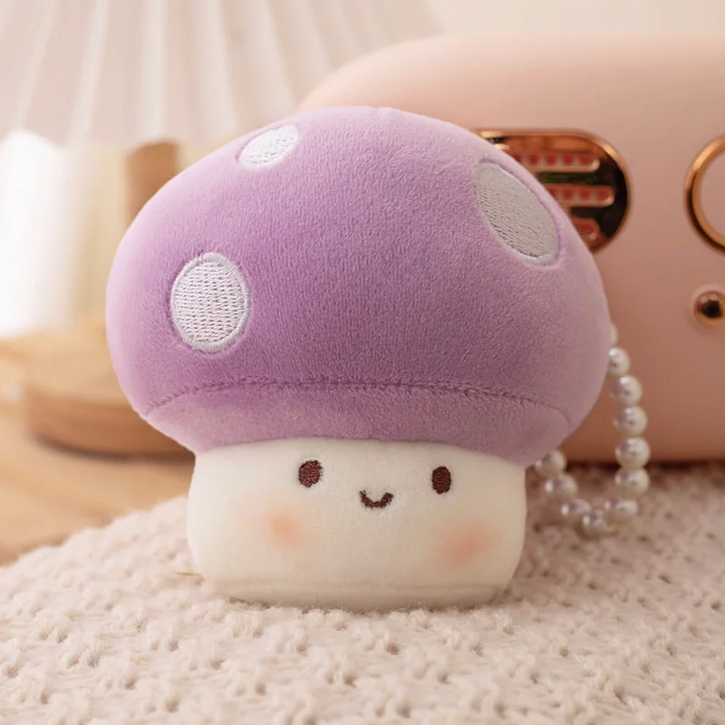 Cuteeeshop Small Pink Mushroom Plush For Gift Mushroom Friends 10 cm Keychain Plushies