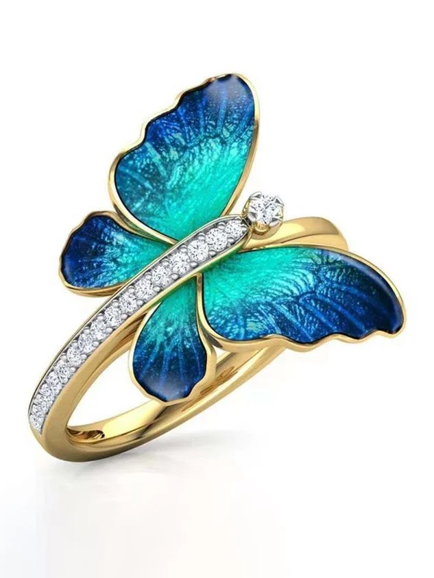 Rhinestone Butterfly Ring socialshop