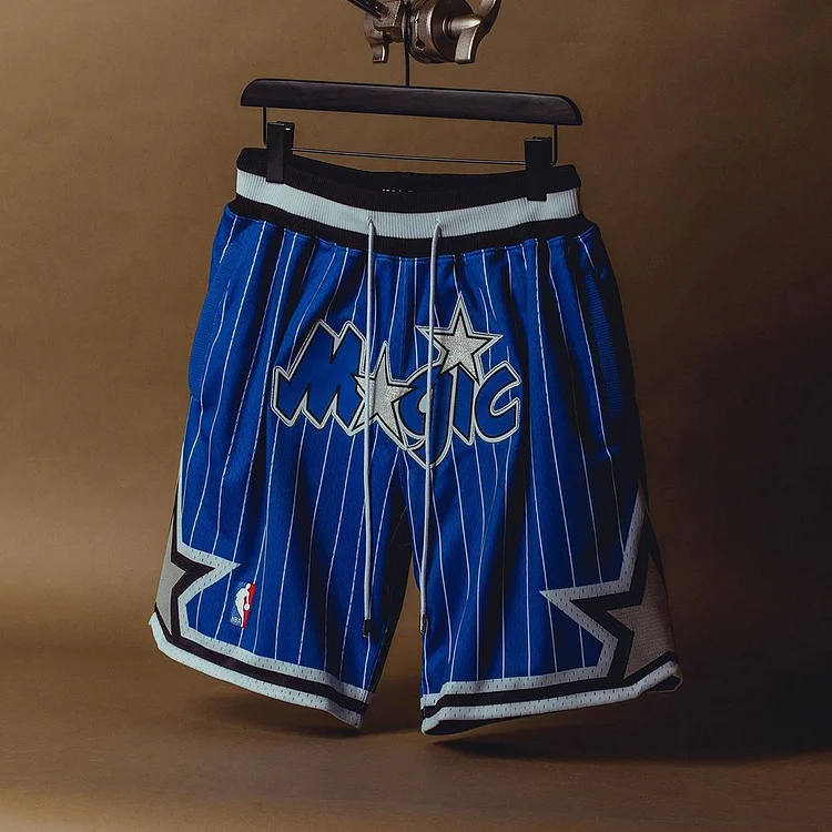 Classic blue striped print basketball team shorts