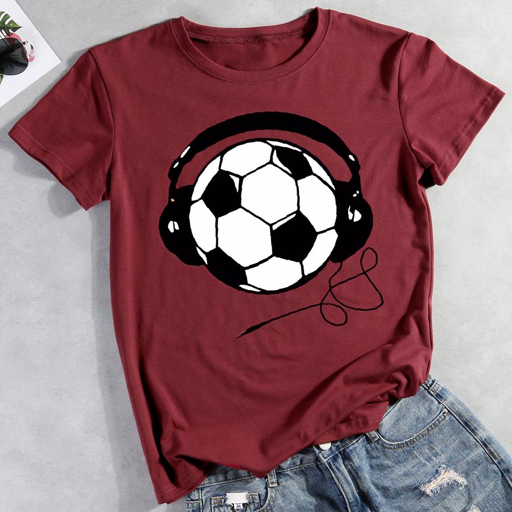 Soccer And Music Round Neck T-shirt-0019437-Guru-buzz