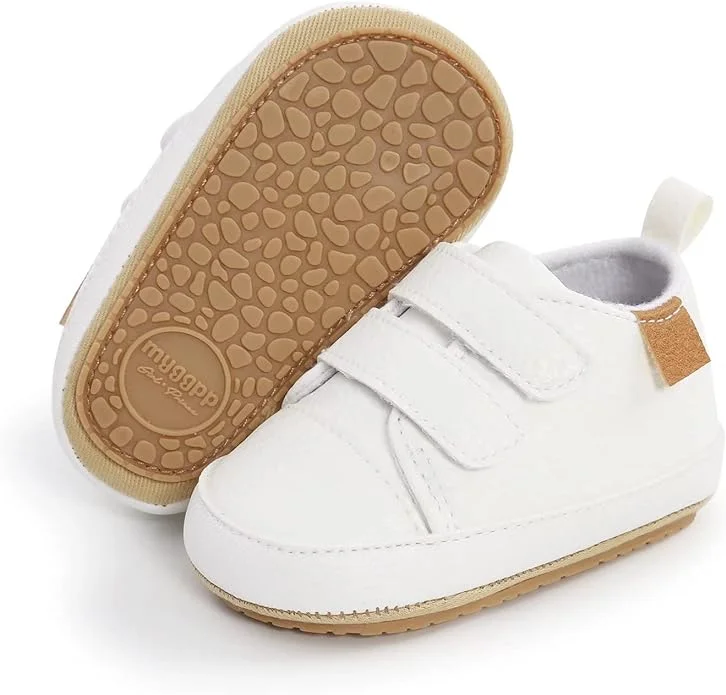 Baby Boys Girls Shoes Non-Slip Rubber Sole High-Top PU Leather Sneakers Infant First Walking Shoes Toddler Crib Shoes Newborn Loafers Flats